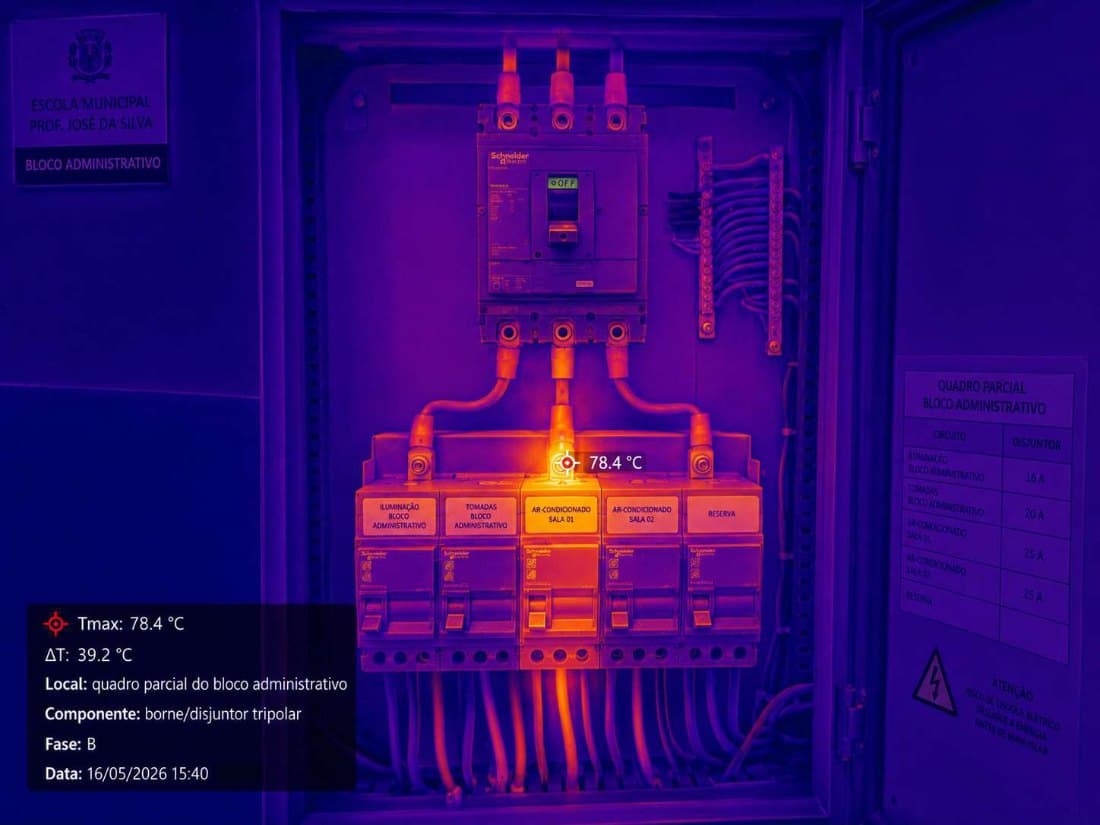 Termograma do painel elétrico com ponto quente