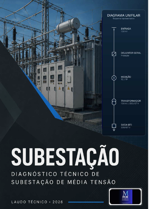 Diagrama unifilar de subestação em poste com transformador de 75 kVA